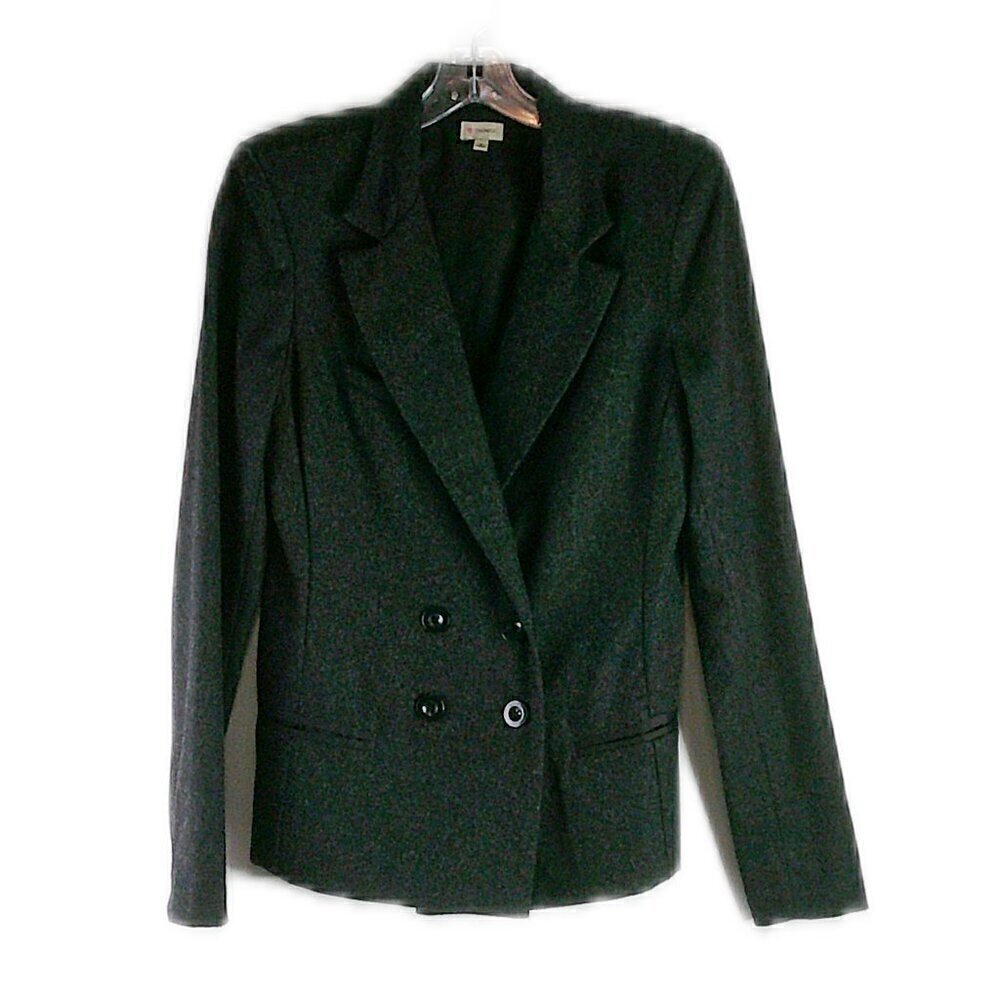 Cremieux - Long Sleeve Double Breasted Dark Grey Wool Blazer - Size 6